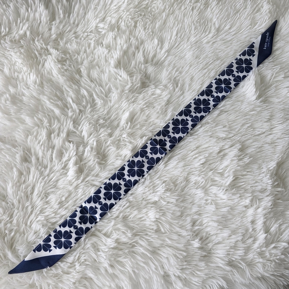 Kate Spade Blue And White Patterned Twilly - Picture 5 of 6
